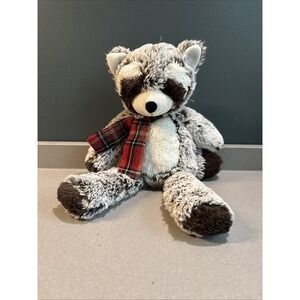 Pier 1 Imports Grey Raccoon w/ Red Scarf Stuffed Animal Plush Toy Lovey